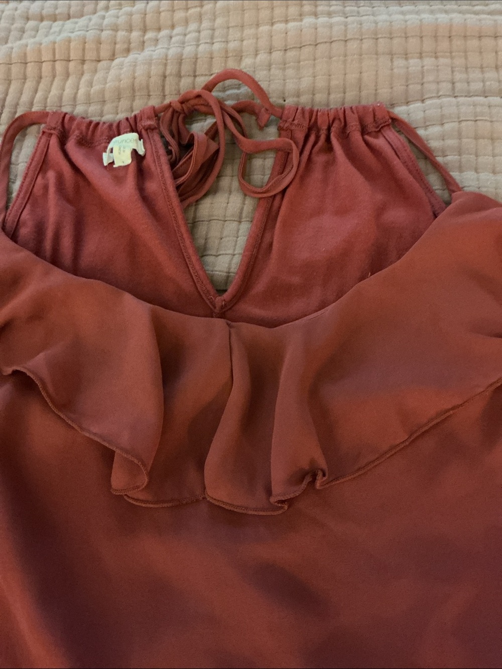 Maurices Ruffle Halter Tank Top - Rust - Picture 3 of 6
